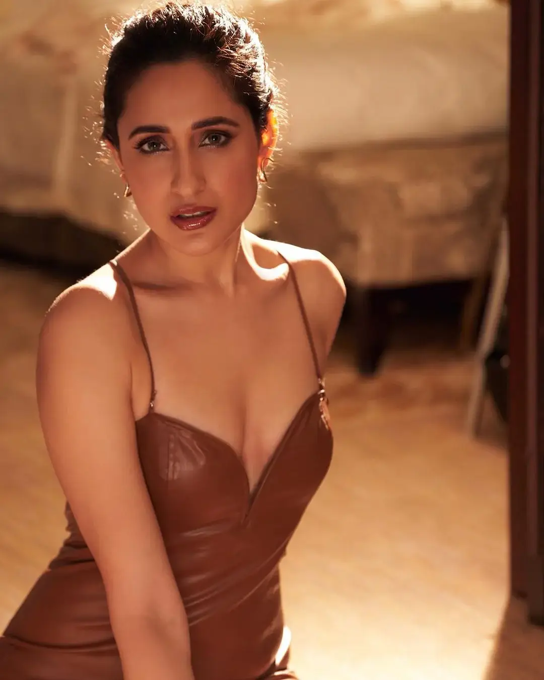 Pragya Jaiswal Stunning Looks In Long Sleeveless Maroon Gown